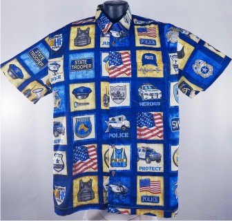 Law Enforcement Hawaiian shirt- Made in USA- 100% Cotton